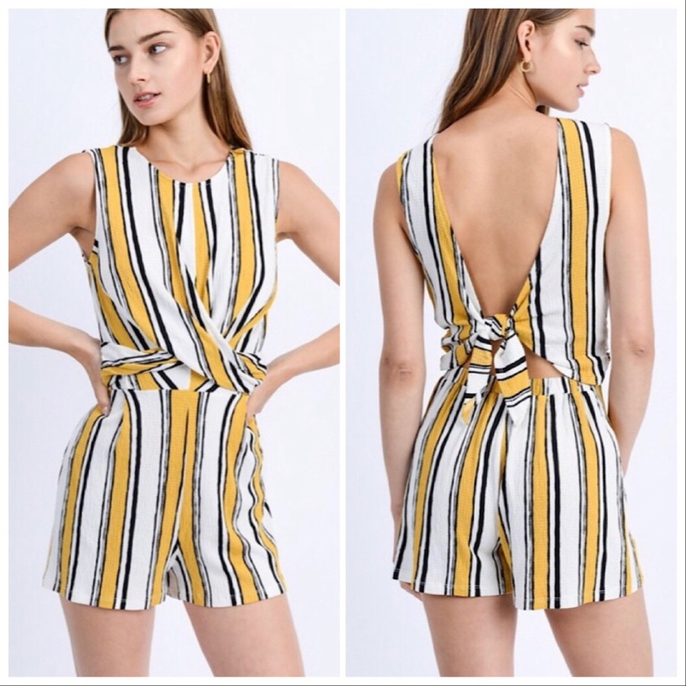 Yellow Striped Romper